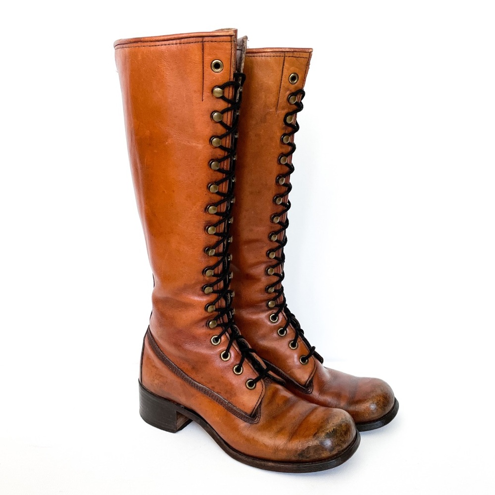 Frye Vintage Black Label Campus Lace Up Boots